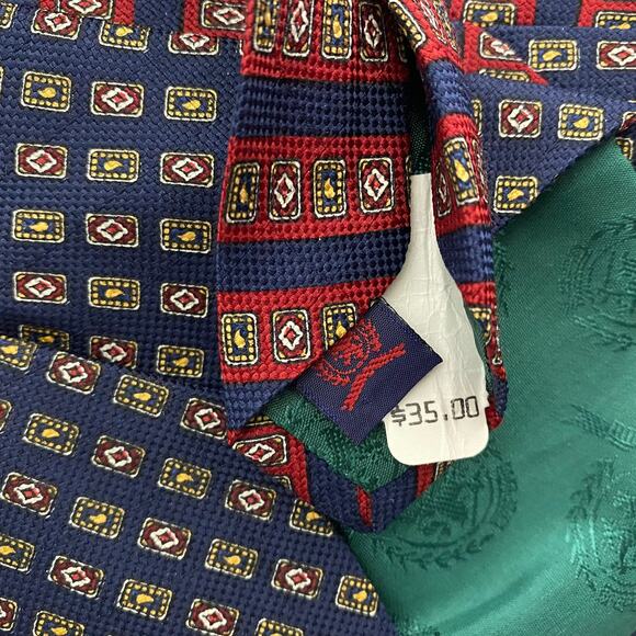 Tommy Hilfiger Navy Blue Geometric Silk Tie - Picture 4 of 6